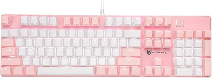 Qisan 104 Mechanical Keyboard for Gaming | Large Size USB White Backlit Gaming Keyboard Wired | US Layout Brown Switches Hot Swappable Mechanical Clicky Keyboards Compatible with PC & Laptop