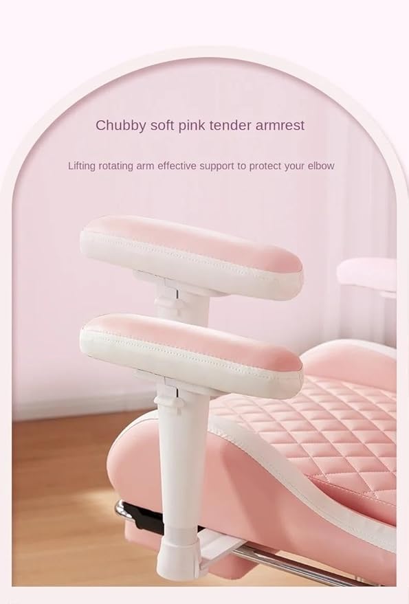 Computer Chair Chairs Pink Gaming Chair Ergonomic Leather Chair Girls Home Office Comfortable Game Swivel Chair Gamer Live Computer Chair(C+There are Pedals)
