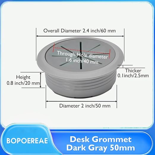 BOPOREAE 4 Pcs Desk Grommet 2" (50mm), Desk Hole Cover for Cables