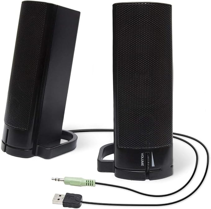 Desktop Monitor Speaker Sound Bar - Stereo Audio for PC & Computer - Compact Sound System