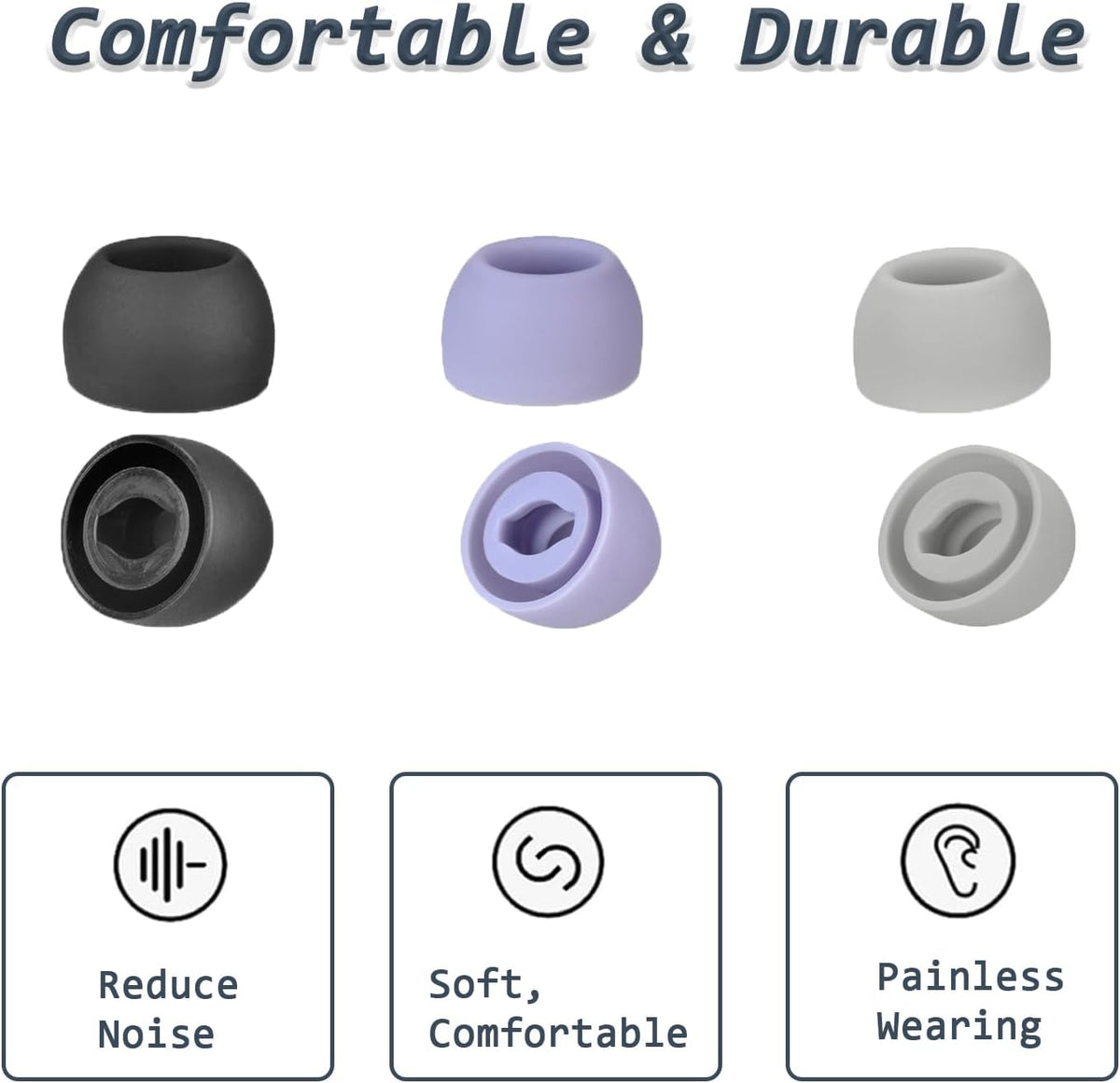 6 Pairs Replacement Eartips for Samsung Galaxy Buds Pro Headphones, Silicone Tips Earbuds Eartips Set, L/M/S Earplug Replacement Accessories (Purple, Without Pen)