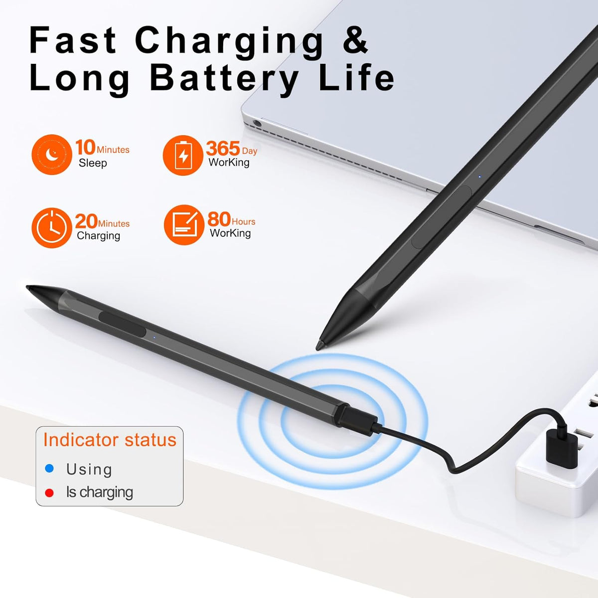 ASUS Stylus Pen for Transformer/Vivobook Flip/Notebook Touchscreen Laptop/Tablet - Rechargeable, 4096 Pressure Sensitivity, Microsoft MPP Protocol, Black