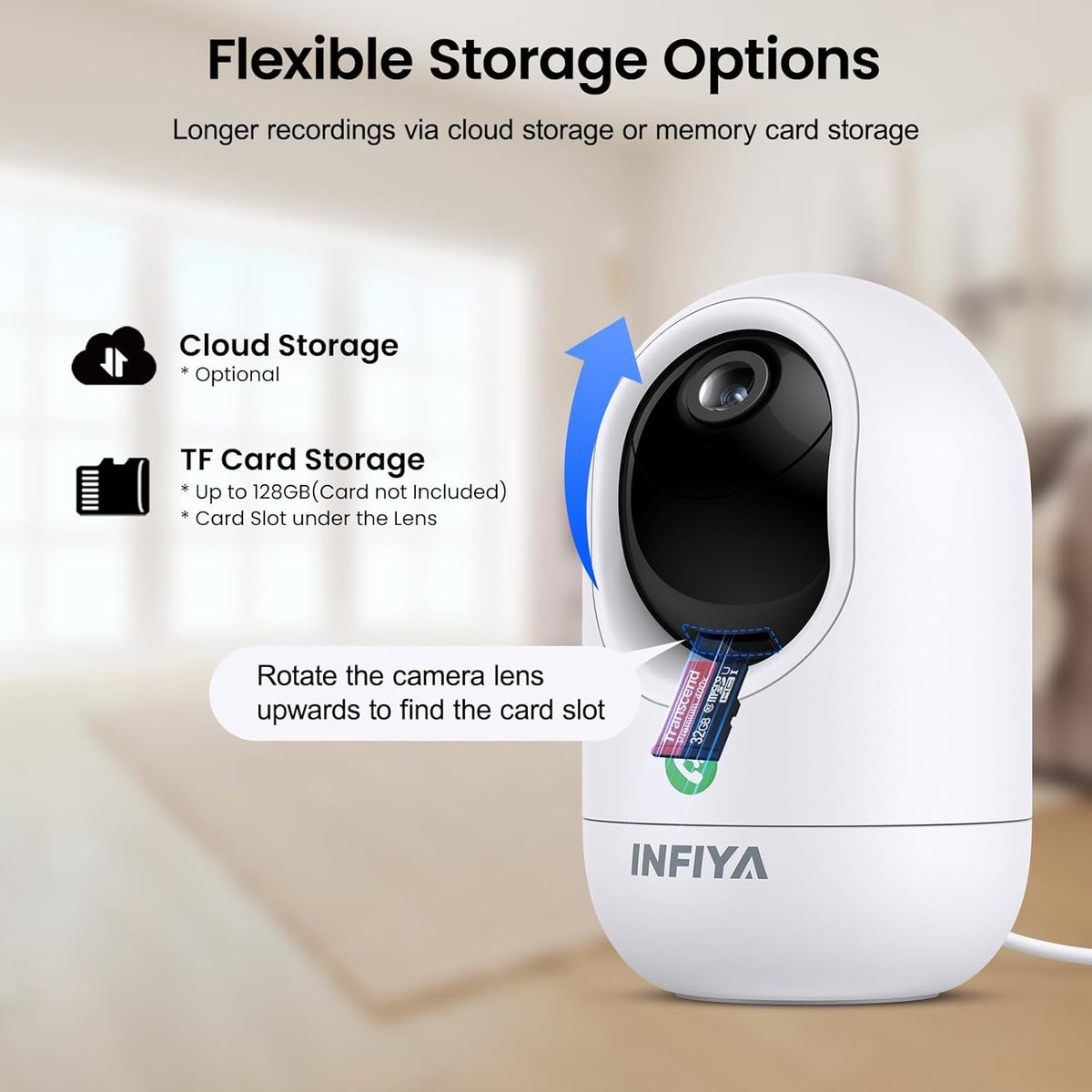 INFIYA 2K Indoor-360 2.4GHz K7 2Pack Security Camera Cameras for Home Security and One-Tap Call