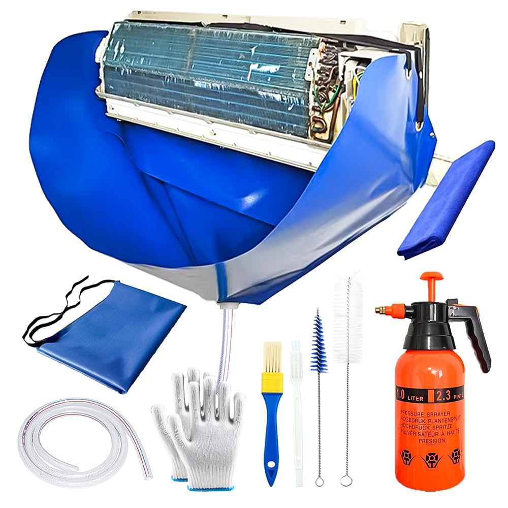 Ac Cleaning Bag with Wall Protection Cloth, 13Pcs Mini Split Cleaning Kit, Ac Cleaning Kit, Air Conditioner Cleaning Kit, Split