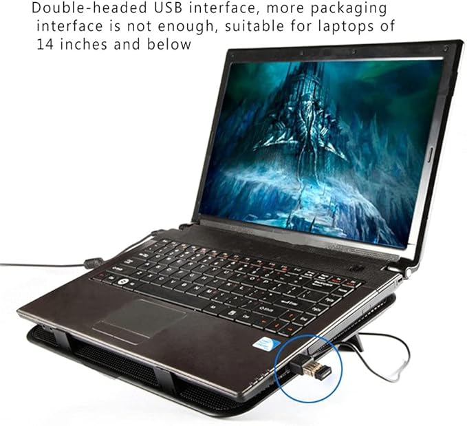 14 Inch Notebook Cooler 5v Fan External Laptop Cooling Pad Slim Stand High Speed Silent Metal Panel