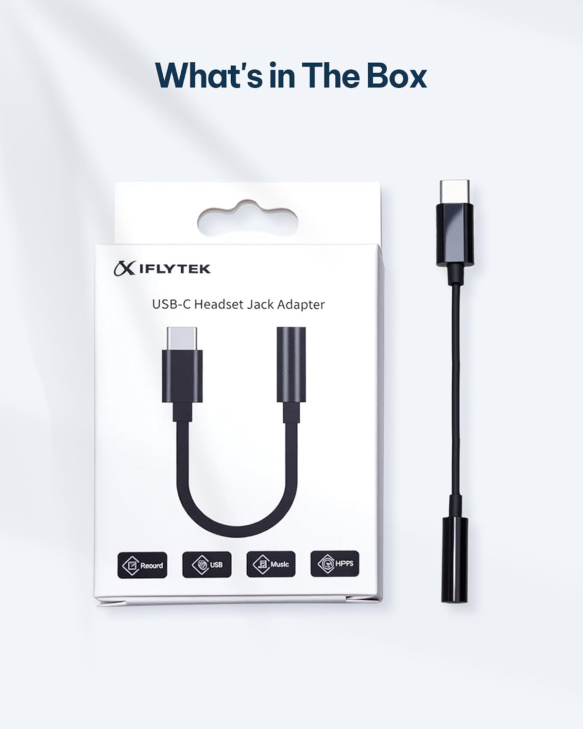 iflytek 3.5mm 5-Language USB-C to Audio Jack Adapter, Tailored Offline Voice Recorder with Playback, Voice to Text
