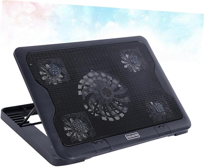 NUOBESTY USB Laptop Cooling Pad with 5 Fans Cooler Base Adjustable Multi-Angle Cooling Stand Anti-Skid Heatsink for Notebook and Gaming Laptops