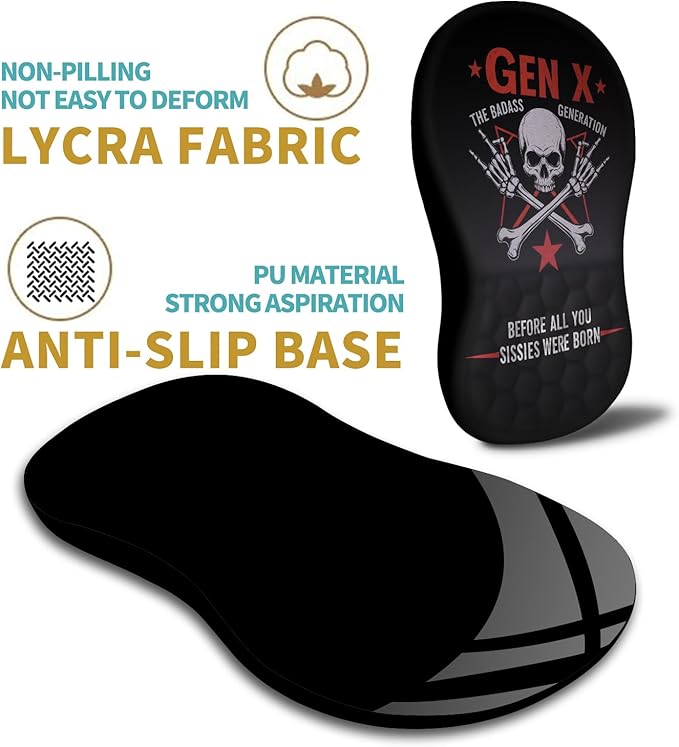 Hokafenle Ergonomic Mouse Pad Wrist Support with Massage Design Wrist Rest Pain Relief Mousepad with Memory Foam&Non-Slip PU Base Mouse Pads for Wireless Mouse & Desk (12x8 inchGen X)