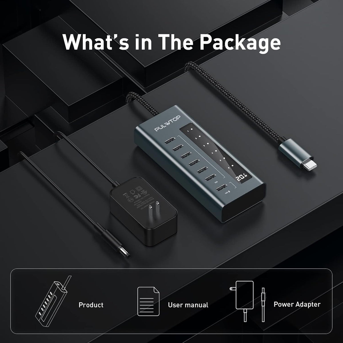USB C Hub for Laptop, 7 in 1 10Gbps USB Adapter Support Data & Charging(Not Support Video), USB Hub 10Gbps Ports for iMac, MacBook Pro/Air, iPad, XPS, USB Hub Multiport Adapter