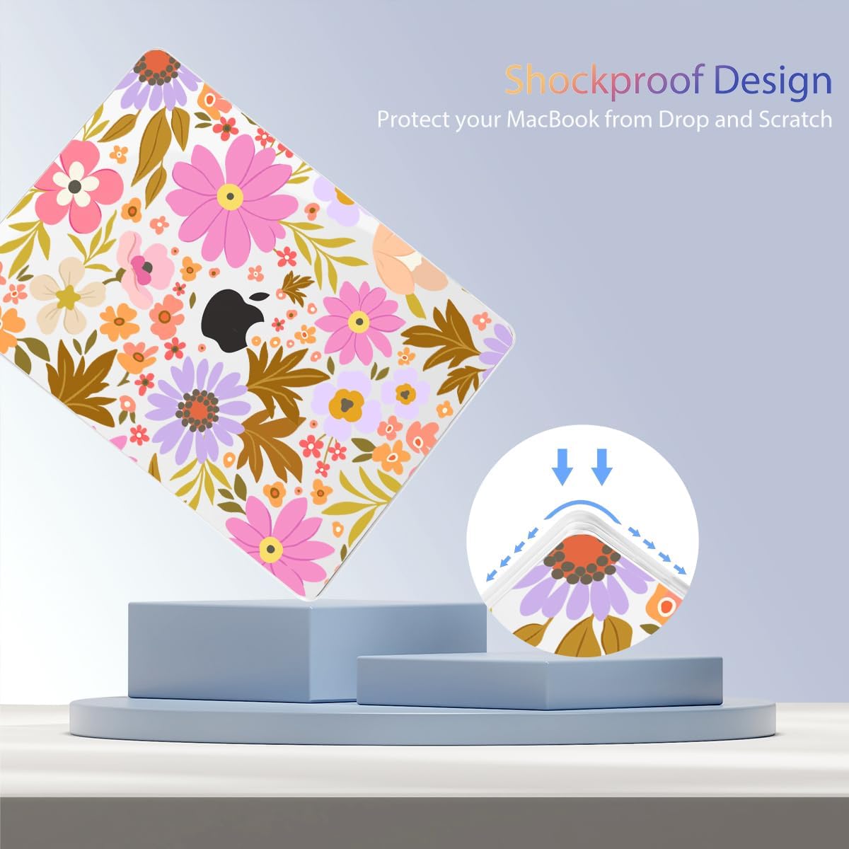 Teryeefi Compatible for MacBook Air 13.6 inch Case A3240 A3113 A2681 (2025 2024-2022 Release), Protective Plastic Hard Shell Cover for MacBook Air M2 M3 M4 13 inch, Pretty Floral A006