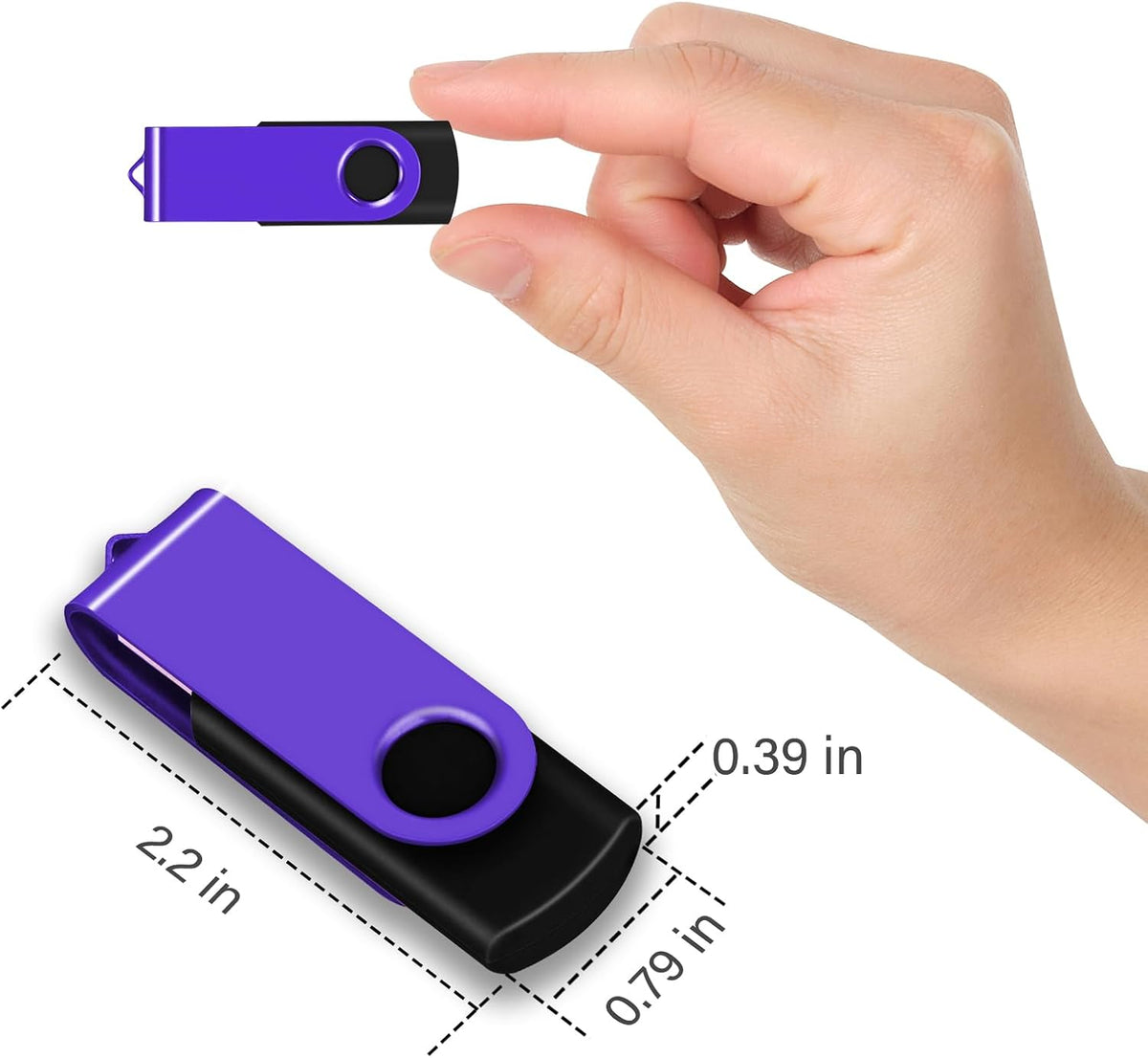 EASTBULLUSB Flash Drive Bulk 16GB 20 Pack with Lanyards USB 2.0 Thumb Drive Bulk Memory Stick Swivel Pen Drive for Storage and Backup 16GB 20 Pack, Purple