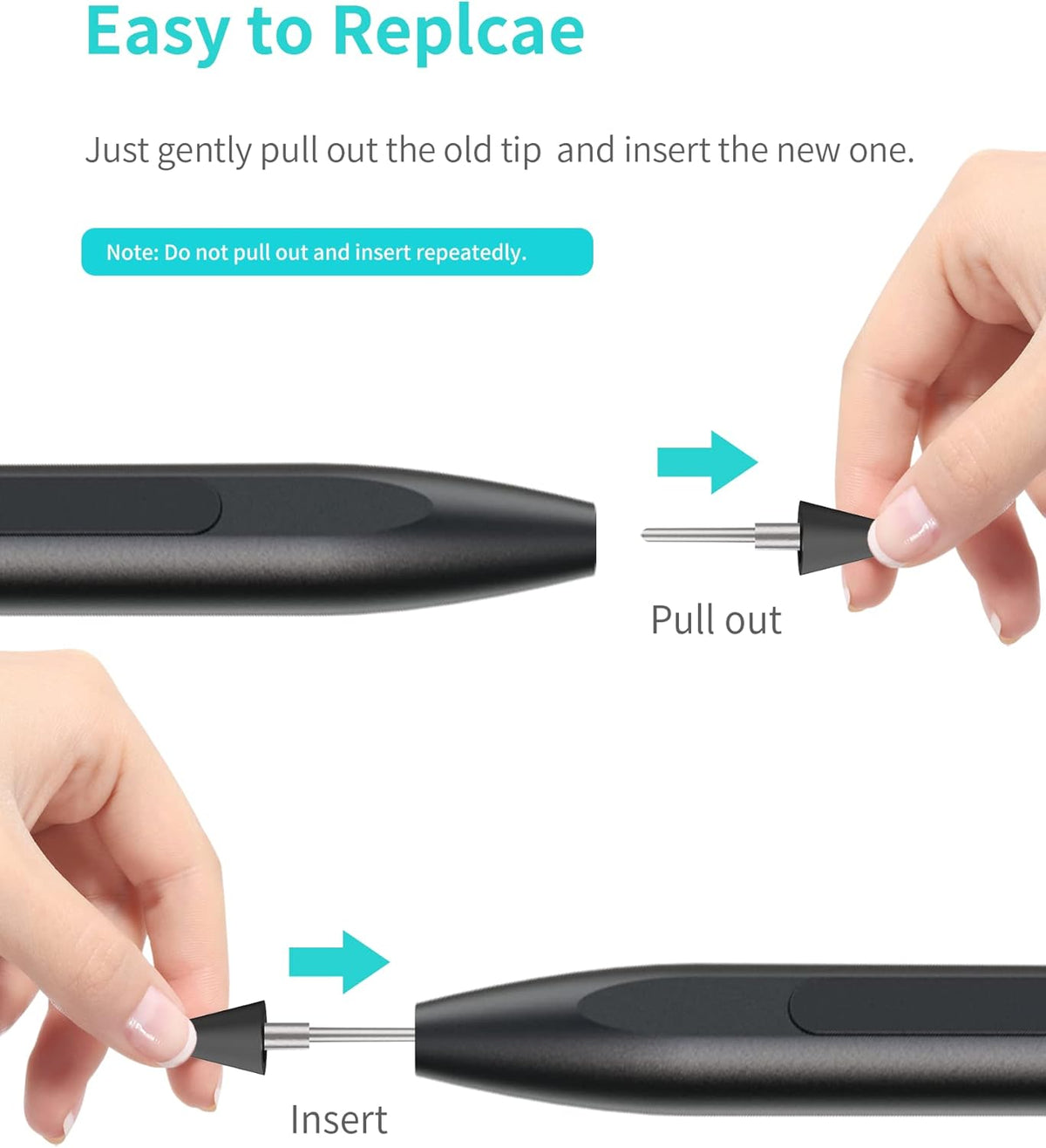 Metapen Tips (3pcs, Black) - Only Compatible with Metapen Stylus Pen M1 / M2 for Surface and G1 for Chromebook with USI Support - TIP302