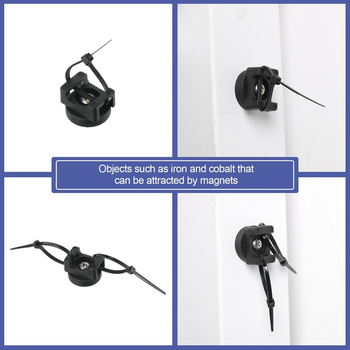 60 (22 mm) Yookeer Pieces Magnetic Zip Tie Mount Multipurpose Cable Holder Magnets Magnetic Wire Management Bases