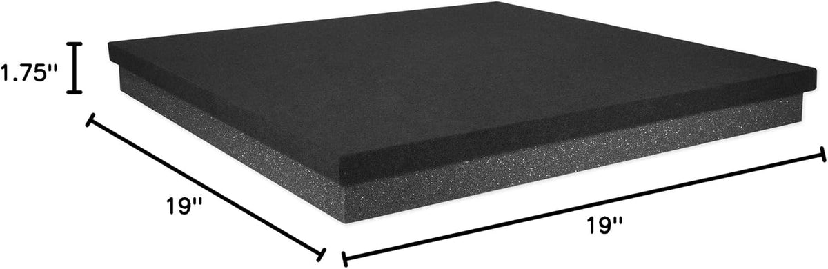 Rockville ISO 10-12 Isolation Platform Acoustic Riser Pad, 19" x 19" x 1.75", High-Density Foam, Vibration Reduction, Scratch Protection, for 10"/12" Subwoofers and Studio Monitors