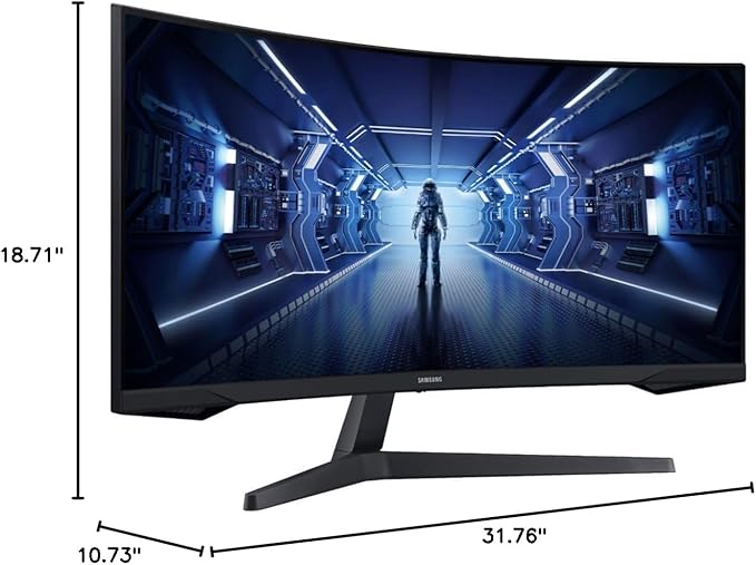 Samsung 34 Odyssey G5 Series WQHD Gaming Monitor FreeSync Premium 1000R UltraWide Curved 165Hz 1ms Black with GSF HDMI Cable