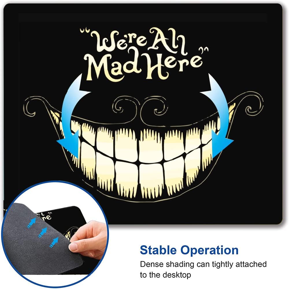 IMAYONDIA Mouse Pad - We're All Mad Here Design, Funny Mouse Mat, Square Waterproof Non-Slip Rubber Base for Computer & Laptop