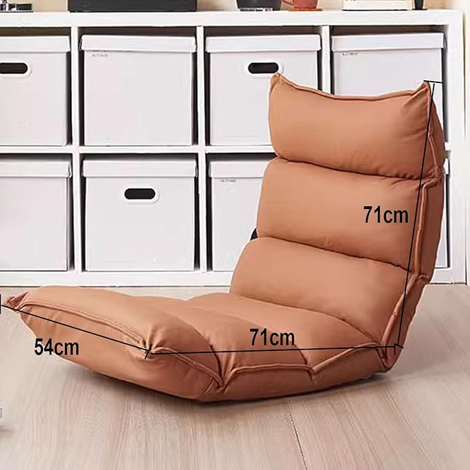 Single Sofa Chair Modern Floor Seat 5-Position Adjustable Backrest Freestanding Support Load Capacity 150kg for Living Room Bedroom Balcony Multi-Color(Brown)