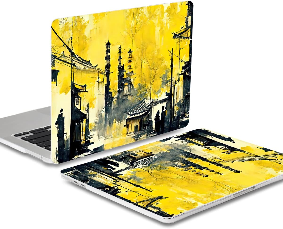 Batianda Design Case for M1 MacBook Air 13 Inch Model A2337 A2179 A1932 2021 2020 2019 Release,3D Painted Landscape Series Hard Shell with Keyboard Cover & Screen Protector, Autumn