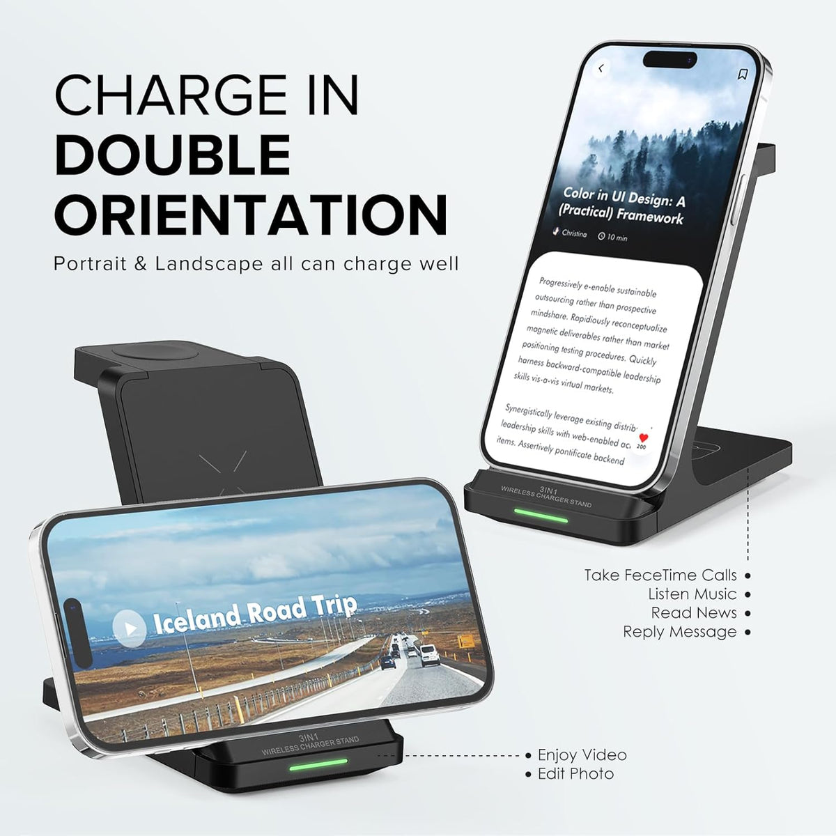 Wireless Charging Station, 3 in 1 Fast Wireless Charger Stand for Multiple Devices Apple Watch Ultra Series 10 9 8 7 6 SE 5 4 3 2, iPhone 16 15 14 13 12 11 Pro Max/Plus/Mini/X/XS/XR, Airpods Pro