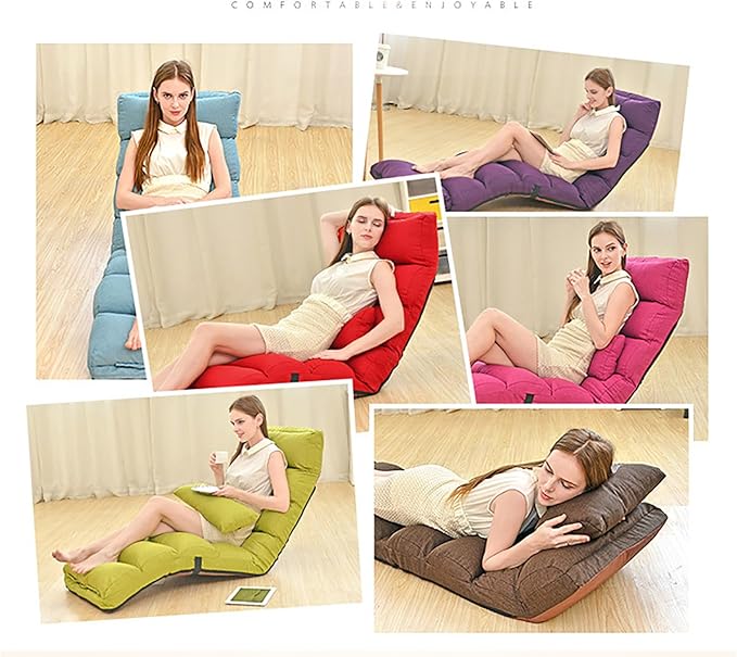 NaKeah Large Floor Chair for Adults Sofa Recliner Chairs Head Back Foot Adjustable Living Room Lounge Chair for Gaming Reading Meditating with PillowG