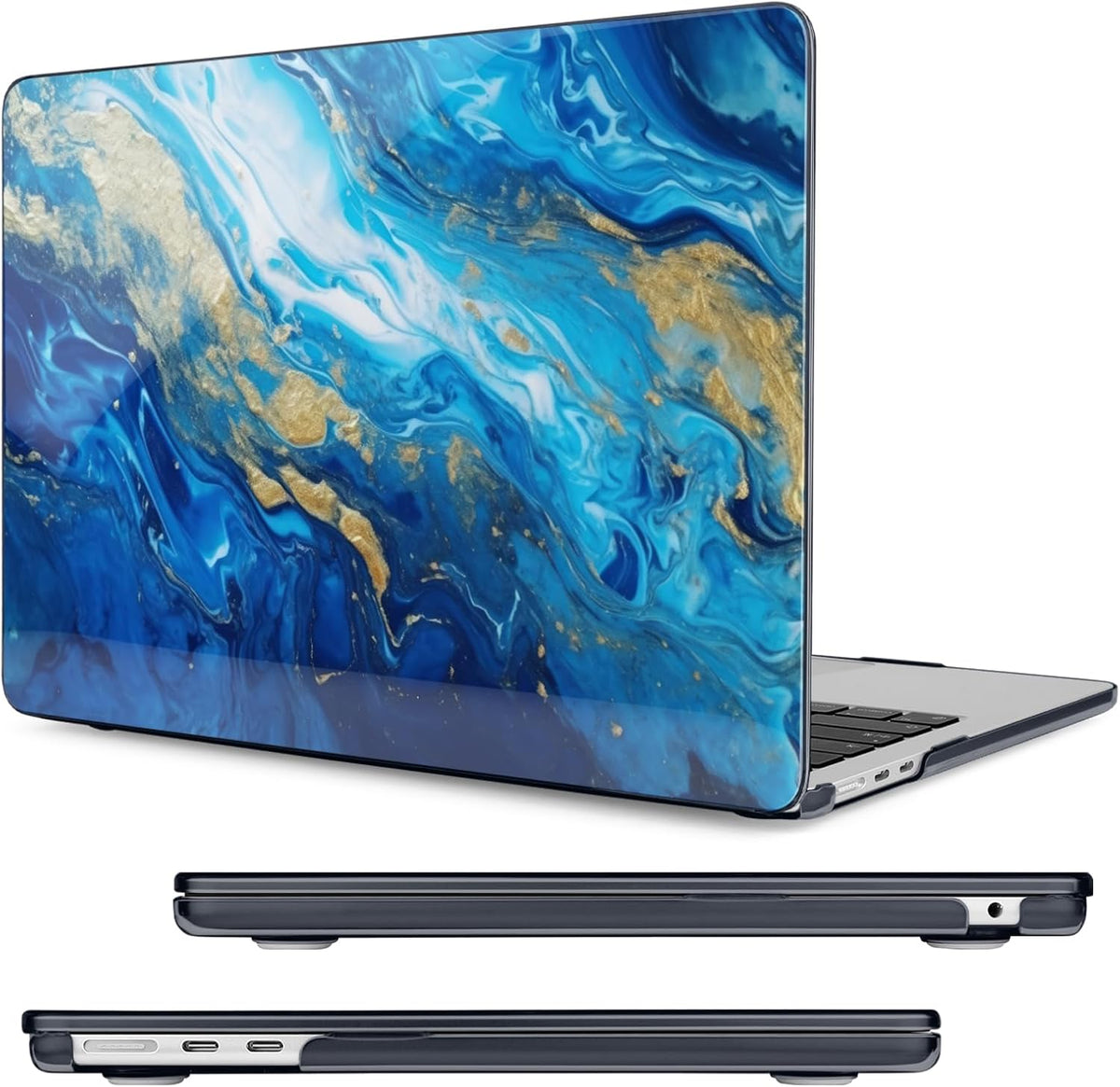 Compatible with MacBook Air 13.6 inch Case, M4 A3240/M3 A3113/M2 A2681 (Released 2025 to 2022), Hard Shell, Keyboard Cover, Screen Protector, Webcam Cover & Type-C Adapter, Oceans