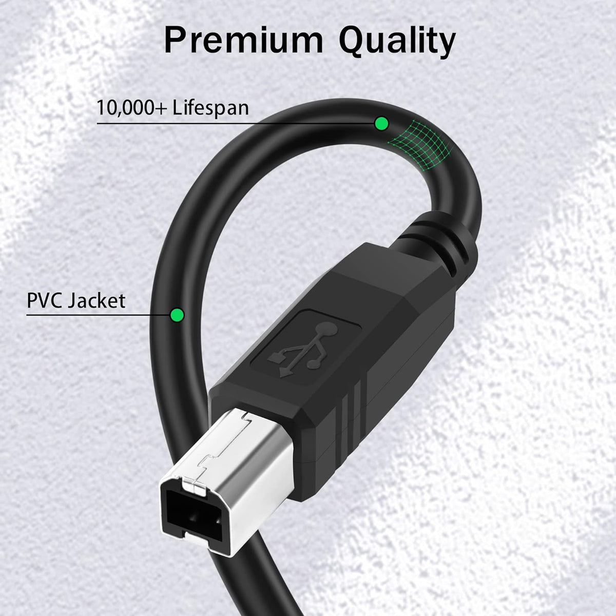 6ft Flexible USB C to USB B Printer Cable for MacBook Pro/Air, Compatible with Yamaha Piano MIDI Keyboard, DAC, DJ