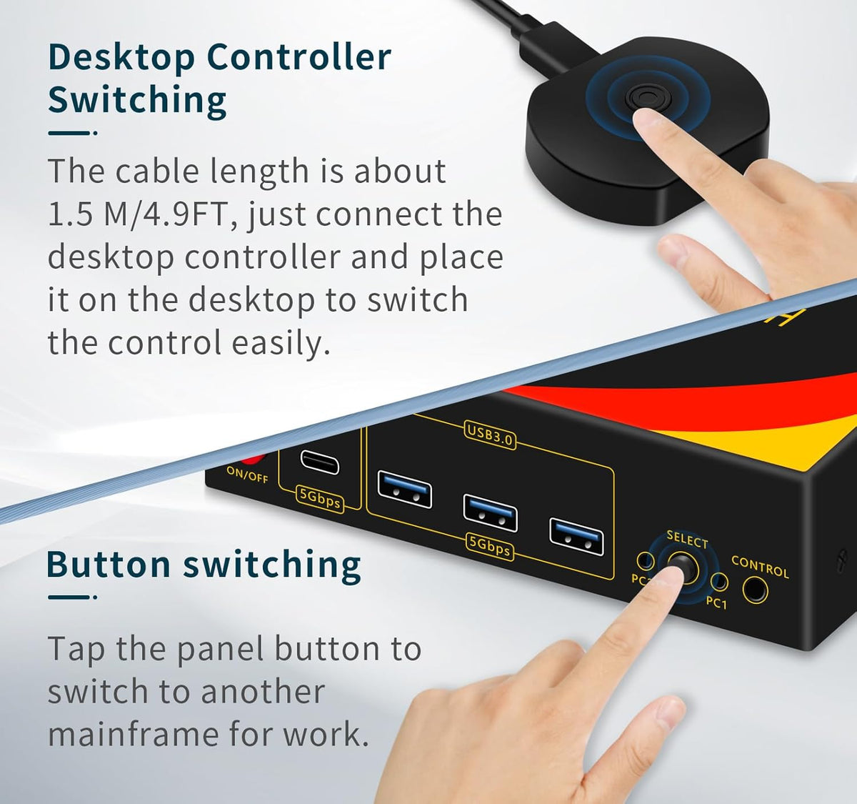 2*DP+1*HDMI KVM Switches 3 Monitors KVM Switch 2 Monitors 2 Computers Display Port,8K@60HZ,USB3.0,kvm displayport 2 Computers 3 Monitors Dual Monitors Support Extended and Copy Mode,Share USB Devices