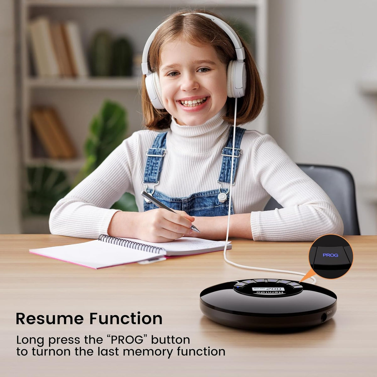 Hernido 5 Discman Portable CD Player with Headphone, Rechargeable CD Player for car, Compact CD Walkman with EQ Sounds