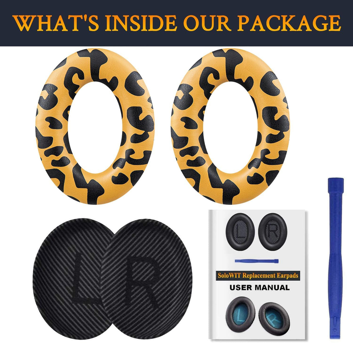 SoloWIT Replacement Earpads Cushions for Bose QuietComfort 35 (QC35) & Quiet Comfort 35 II (QC35 ii) Headphones, Ear Pads with Softer Leather, Noise Isolation Foam, Added Thickness (Tiger Stripes)