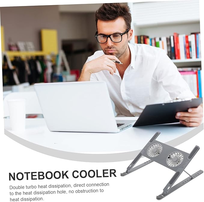 jojofuny Laptop Cooling Stand Anodized Aluminum Alloy Laptop Cooler Gear Height Adjustment Ergonomic Design for Gaming Work Low Noise and Efficient Heat Dissipation