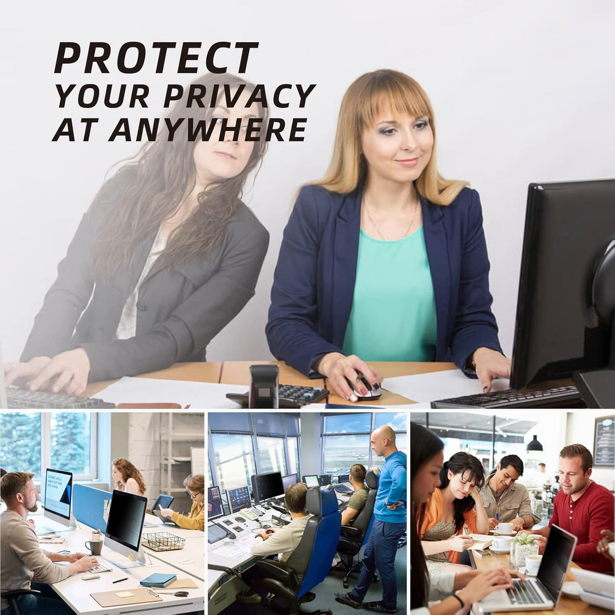 23 inch Computer Privacy Screen Filter - Suitable for 16:9 Aspect Ratio Widescreen Monitor - Blue Light Filter - Anti-Glare & Anti-Scratch Protector Film (23" Widescreen (16:9))