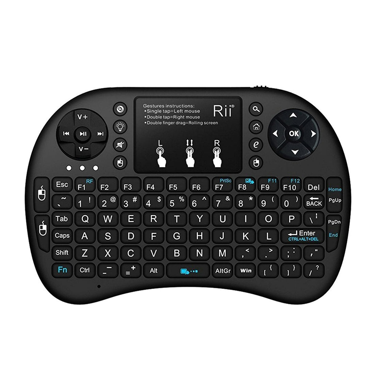 Rii i8 Mini 2.4GHz Wireless Touchpad Keyboard with Mouse for PC, PAD, XBox 360, PS3, Google Android TV Box, HTPC, IPTV (2.4G Bla