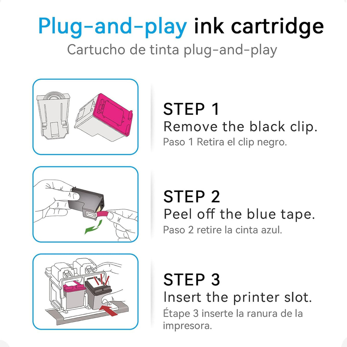 62XL Ink Cartridge Combo Pack Compatible for HP Ink 62 Black Color Compatible for Envy 7640 7645 5660 5665 5642 5540 OfficeJet 8045 8040 5746 5745 250 200 Printer