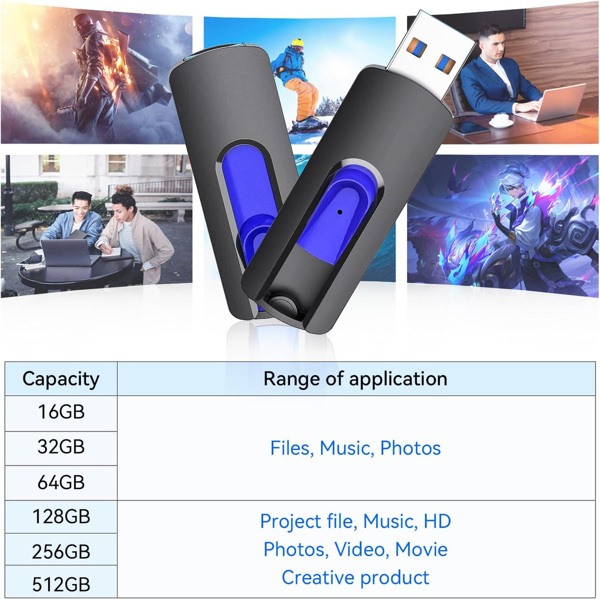 JUANWE 64GB Flash Drive 10 Pack USB Flash Drive Glide Pen Drive Large Capacity Thumb Drive High Speed USB Memory Stick with Easy Carry Lanyard-Hole Portable Jump Drive for PC Car Smart TV