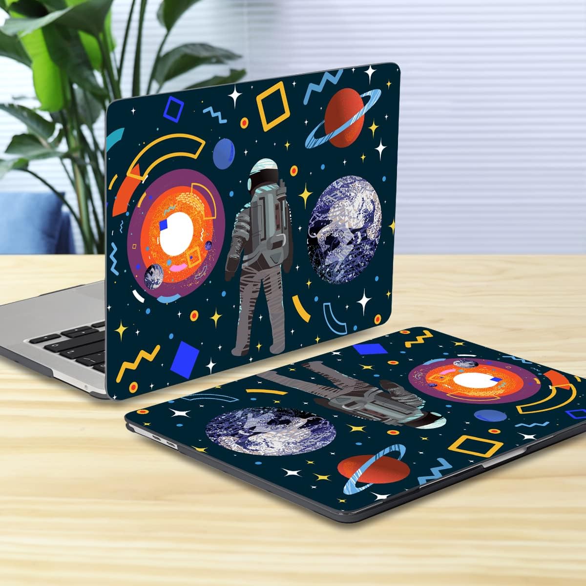 Batianda Design Case for New MacBook Air 13 Inch Model A2337 M1 A2179 A1932 2021 2020 2019 Release,3D Painted Hard Shell with Keyboard Cover & Screen Protector, Astronaut Planet