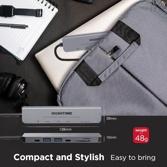 【USB C Hub】 Gigastone Multiport Adapter 7-in-1 USB C Docking Station with 4K HDMI 100W Power Delivery USB-C& 2 USB 3.0 SD & MicroSD Reader for MacBook Air/Pro Chromebook Zenbook Surface
