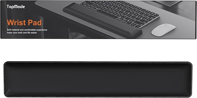 TopMade Keyboard Wrist Rest Cooling Gel & Upgrade Soft Memory Foam Design Wrist Support for Keyboard Full-Size Keyboard Hand Rest Pad Ergonomic Palm Rest for for Long Hours of Work Gaming Bla