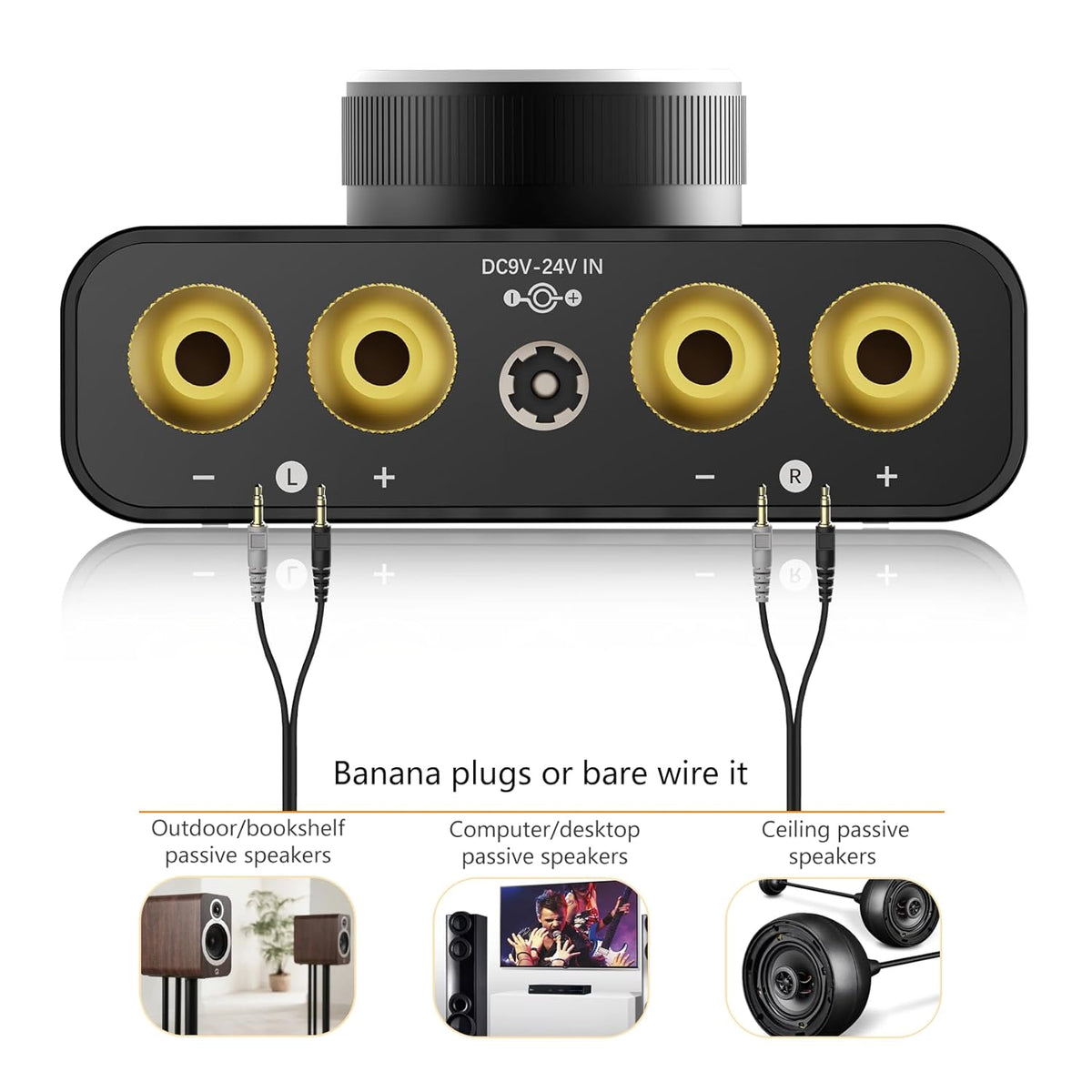 AK30 Mini Bluetooth Amplifier for Passive Speakers,50W+50W 2.0CH Audio Amplifier,Stereo HiFi Digital Amp,Home Amp Receiver w/AUX/USB/BT/Opt Input & 12V/5A Power Adapter for Home/Garage/Ceiling