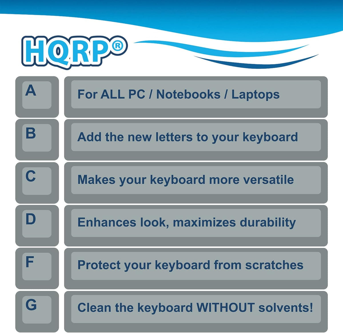 HQRP Hebrew Keyboard Stickers - Blue on Transparent for All Keyboards