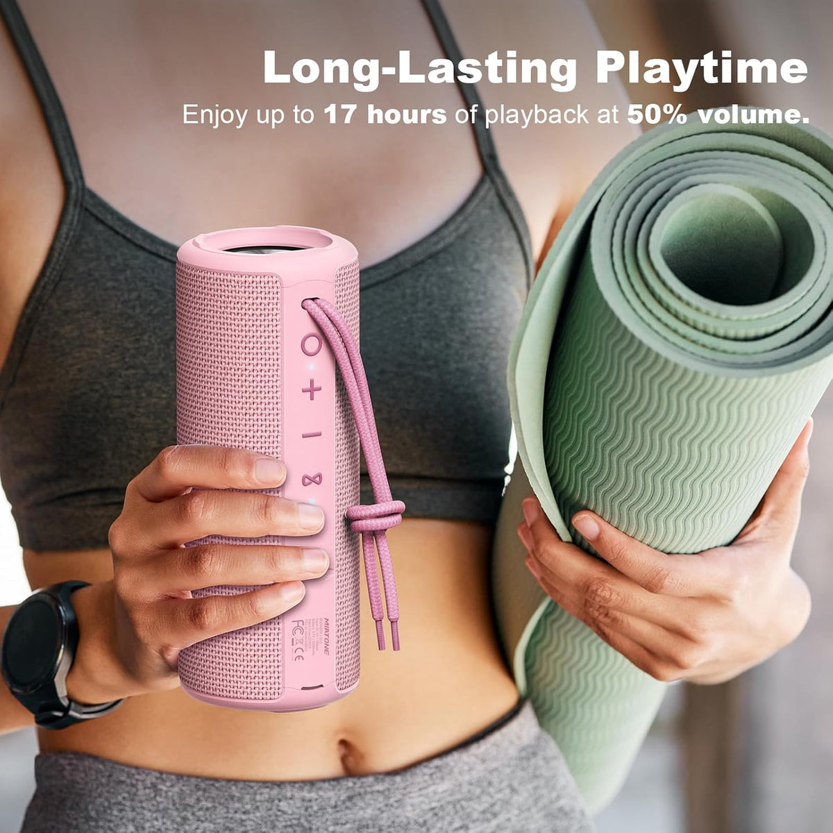 MIATONE Boombox Outdoor Portable Bluetooth Speaker Waterproof Wireless Speakers Gifts for Women Mothers Mom Wife Her - Pink