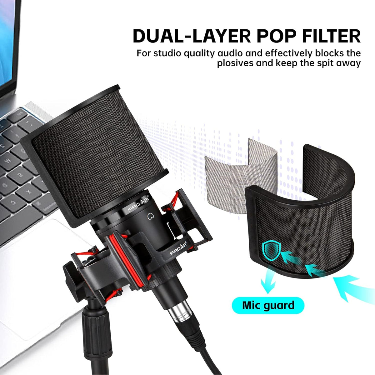 XLR Podcast Microphone Professional Cardioid Condenser Microphone for PC Computer Studio XLR Mic Kit for Recording/Podcasting/Streaming/Voice Over/ASMR/Home Studio/YouTube with Desktop Stand