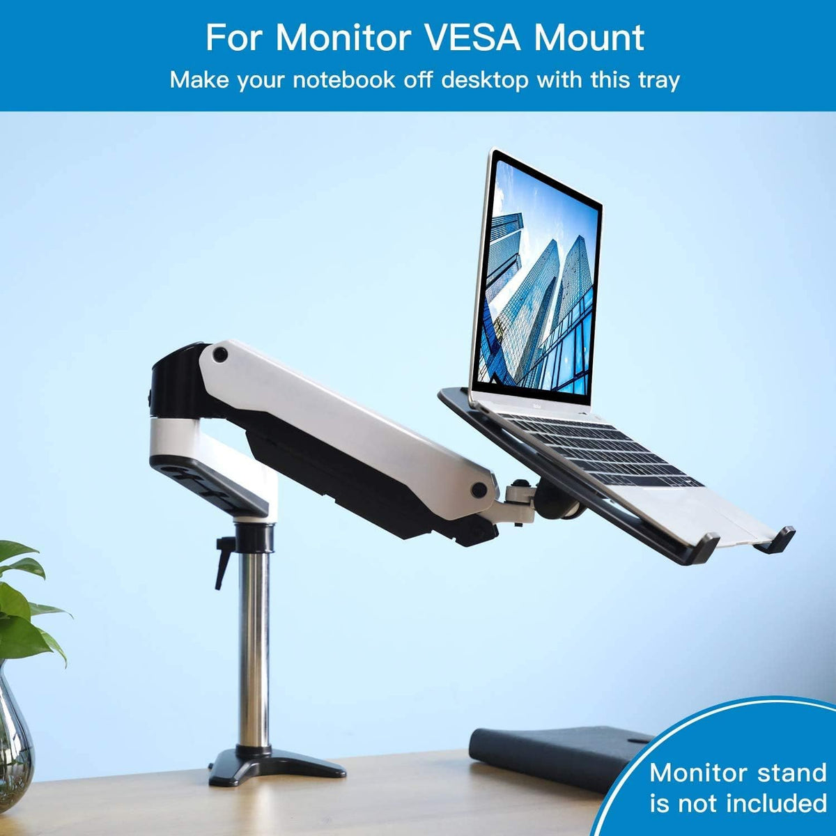 HUANUO 100x100 mm M4 22lbs Laptop Tray Steel Notebook Holder for Monitor VESA Mount Stand Fits VESA Mounting Holes