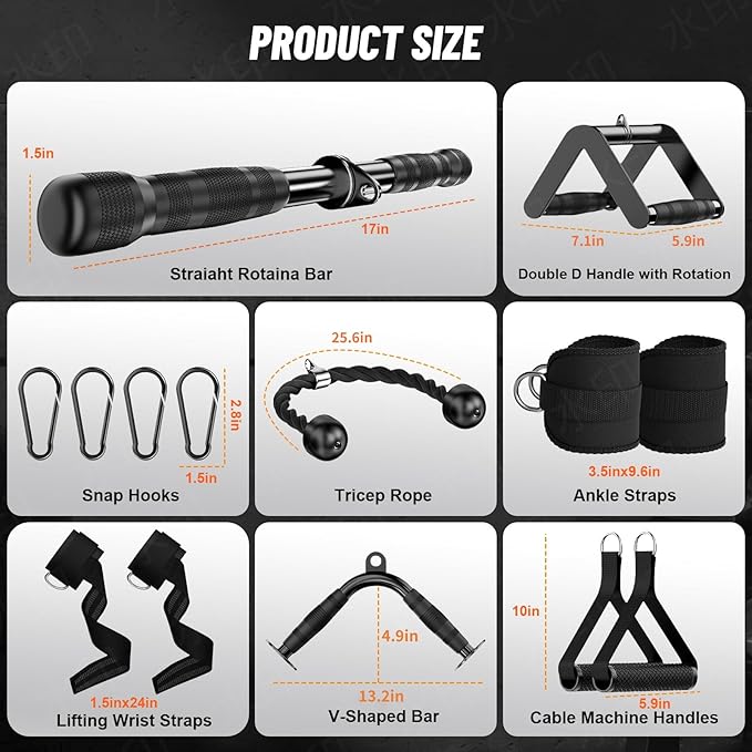JOTUPLUN Cable Machine Attachment for Home Gym, Tricep Press LAT Pull Down Attachment, Cable Machine Accessories, Tricep Press Down Cable Attachment for Weight Fitness Multiple Options