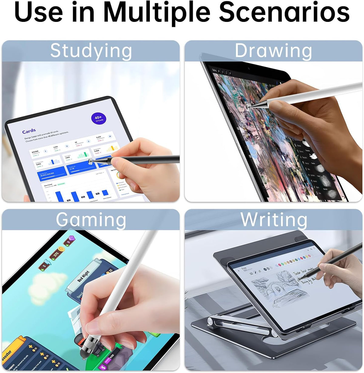 Bopomofo Stylus (10 Pcs), 2-in-1 Stylus Pen for Touchscreen, High Precision and Sensitivity, Suitable for iPhone/ipad/Android Tablets, Compatible with All Touch Screens,Black/White