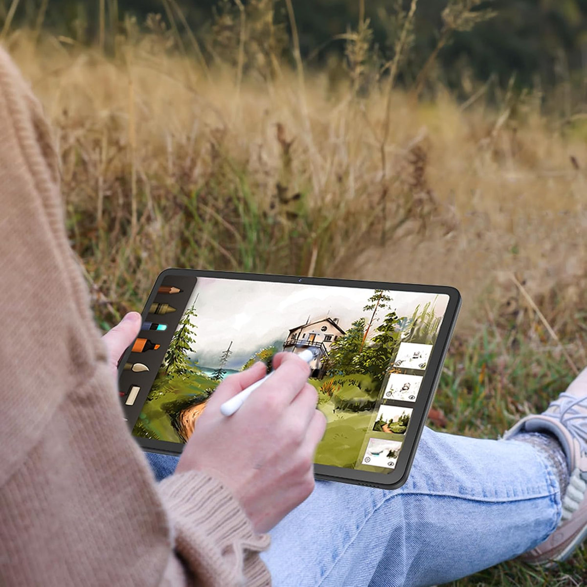 Tablet 12 inch Android 15 Tablets, 24GB(8+16)RAM+256 Storage(Expand to 1TB), Android Tablet with Keyboard, Octa-Core, 2K 2000x1200 Display, 16MP Dual Camera, 8000mAh, 5G WiFi,GPS,Bluetooth 5.0(Pink)
