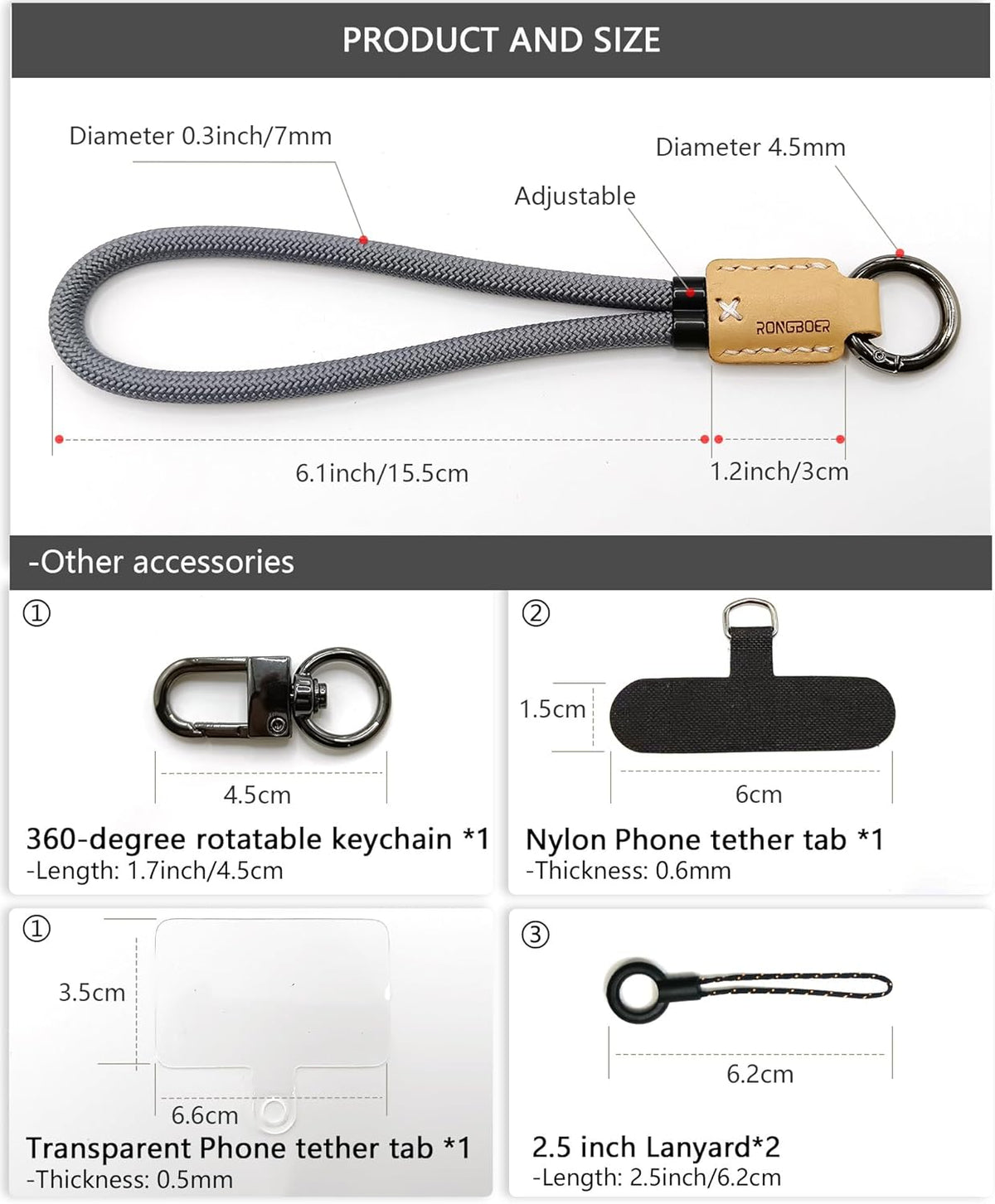 Handmade Cowhide Leather Phone Wrist Strap,Universal Adjustable Key Lanyard,Stylish Wristlet Keychains for Women&Men