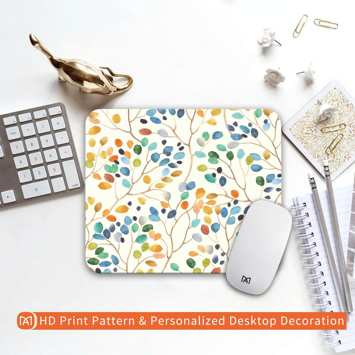 Square Mouse Pad Colorful Forest,Personalized Premium-Textured Custom Mouse Mat Design,Washable Mousepad Cloth,Non-Slip Rubber Base Computer Mouse Pads for Wireless Mouse
