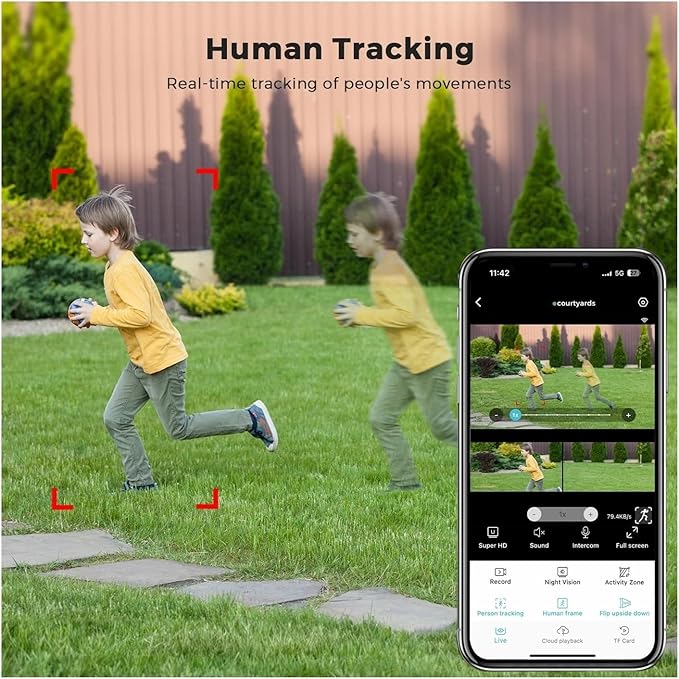 16MP WiFi Camera IP PTZ Three Screen 180° Wide Angle Auto Tracking 10X Digital Zoom 20MP Security Protection(EU Plug16MP NO SD Card)