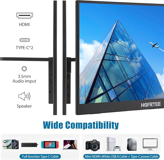 Portable Monitor Touchscreen 14 1920x1200 60Hz USB-C & FHD External Display Touch Screen for Laptop/Mac/Gaming/Office VESA Mountable Travel Monitor with Built-in Speakers-LCD Panels