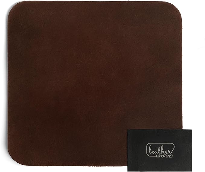 Ergonomic Mouse Pad Executive Work Desk & Office Essentials Tracking Accuracy Mouse Control Thick Full Grain Leather Handmade Bourbon Brown